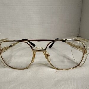 Vintage UVEX Clear Z87 AVIATOR Clear Lens Safety Glasses Gold Grandpa NEW 9158
